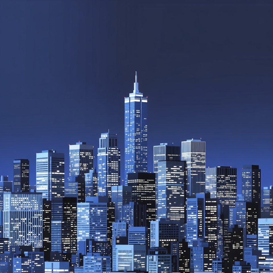 Blue Skyline Cityscape at Night Blue Skyline Cityscape at Night