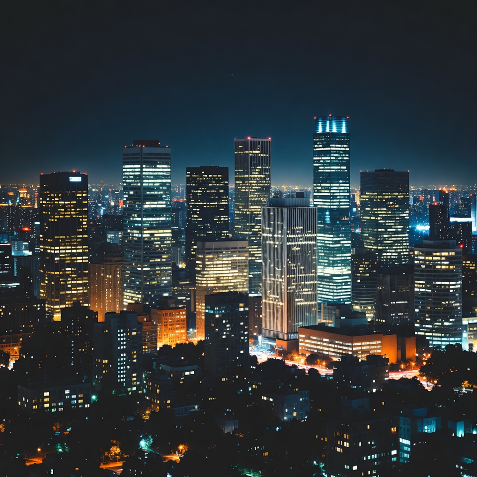 Vibrant Night Skyline Cityscape Vibrant Night Skyline Cityscape