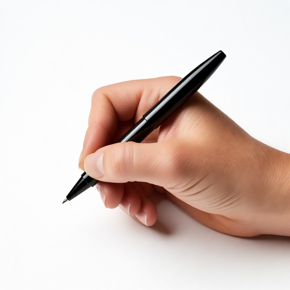 Hand holding black pen Hand holding black pen
