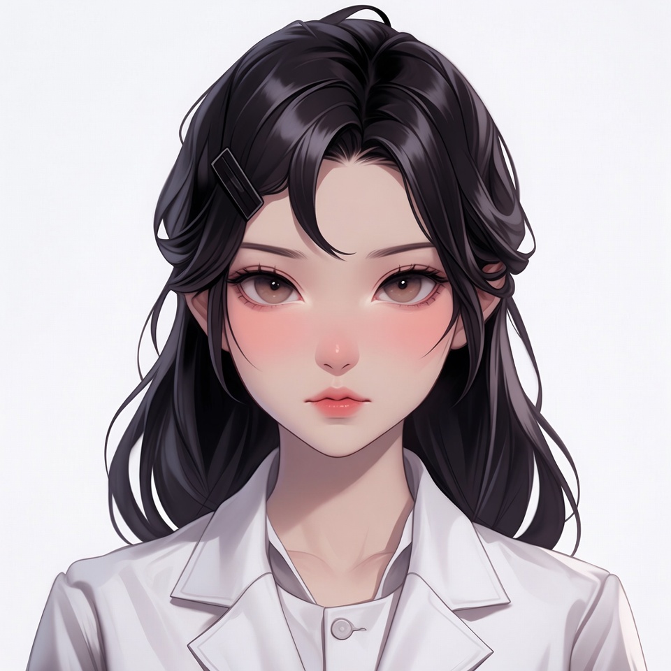 Anime girl in white lab coat Anime girl in white lab coat