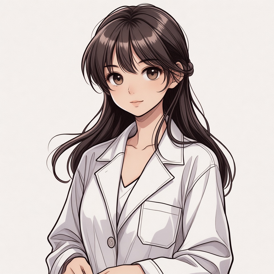 Anime girl in white lab coat Anime girl in white lab coat