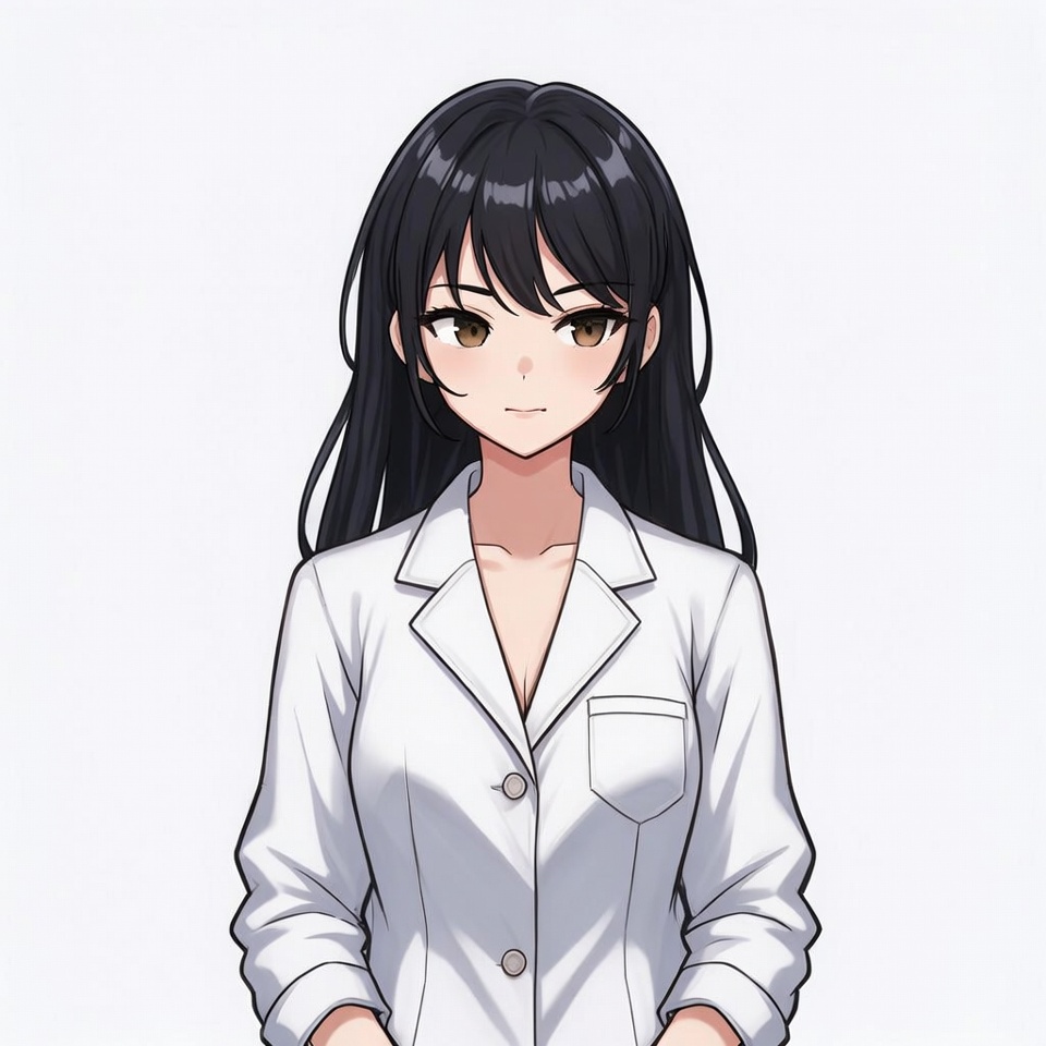 Anime girl in white lab coat Anime girl in white lab coat