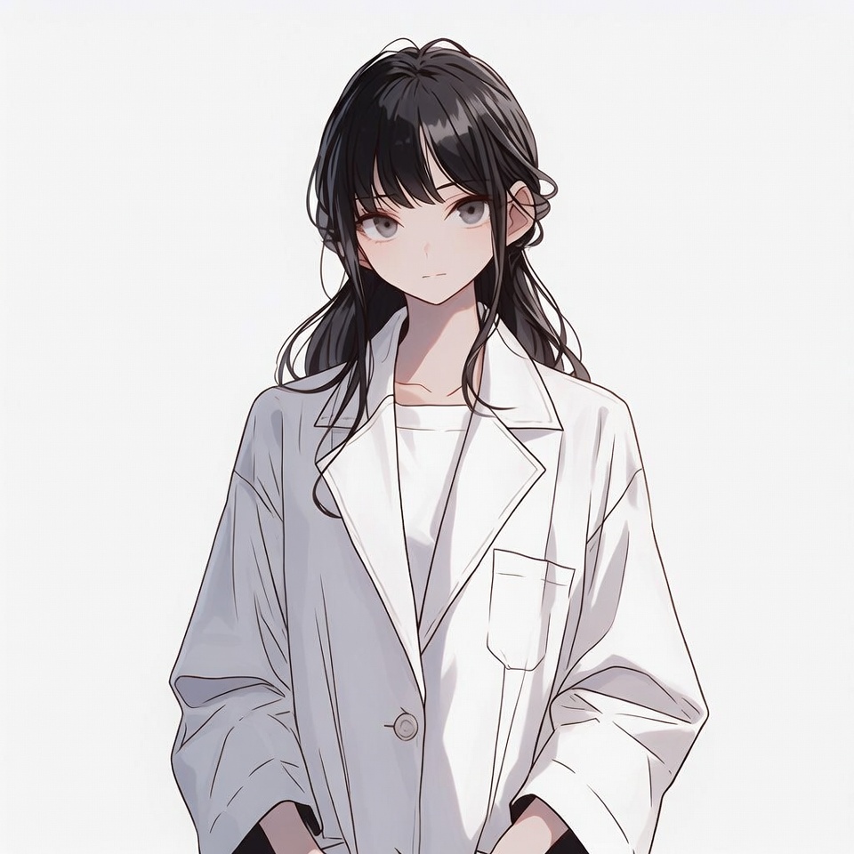 Anime girl in white lab coat Anime girl in white lab coat