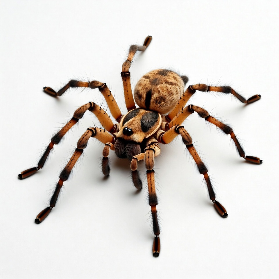 Orange huntsman spider on white background Orange huntsman spider on white background