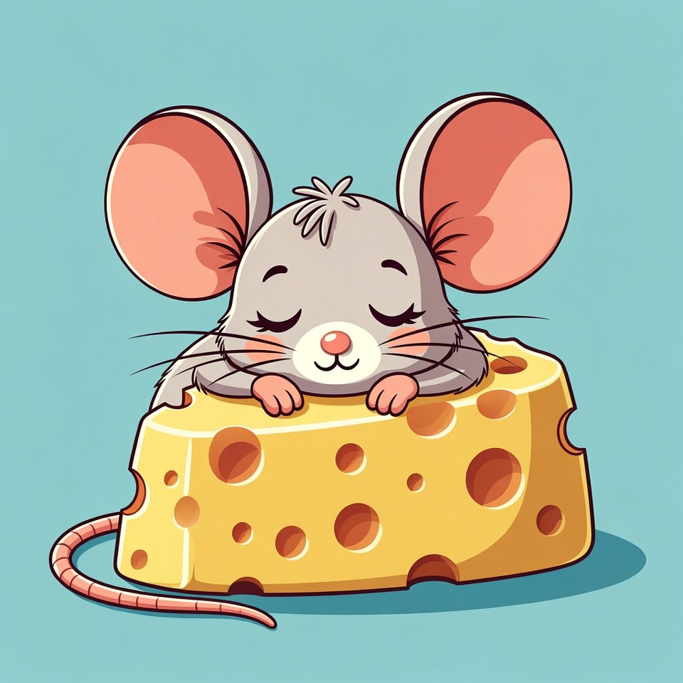 Cute mouse sleeping on cheese Cute mouse sleeping on cheese