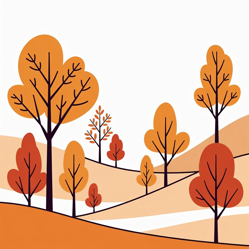 Autumn Trees on Hilly Landscape Autumn Trees on Hilly Landscape