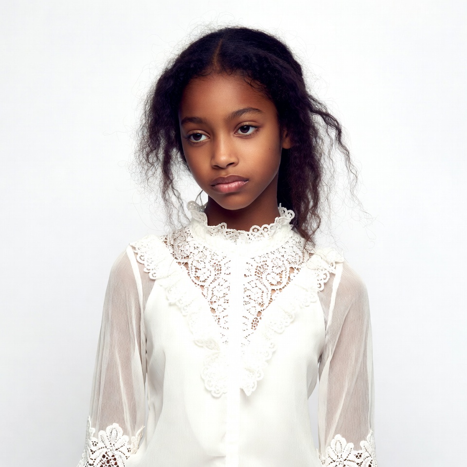 African-American girl in lace blouse African-American girl in lace blouse