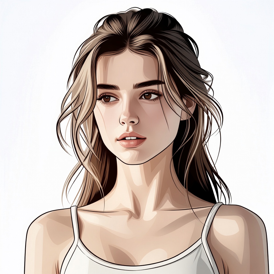 Beautiful woman with long wavy hair Beautiful woman with long wavy hair