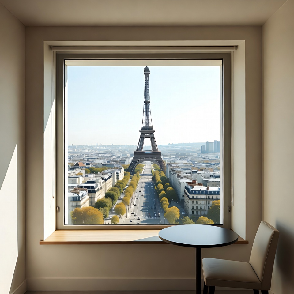 Eiffel Tower View from Hotel Window Eiffel Tower View from Hotel Window
