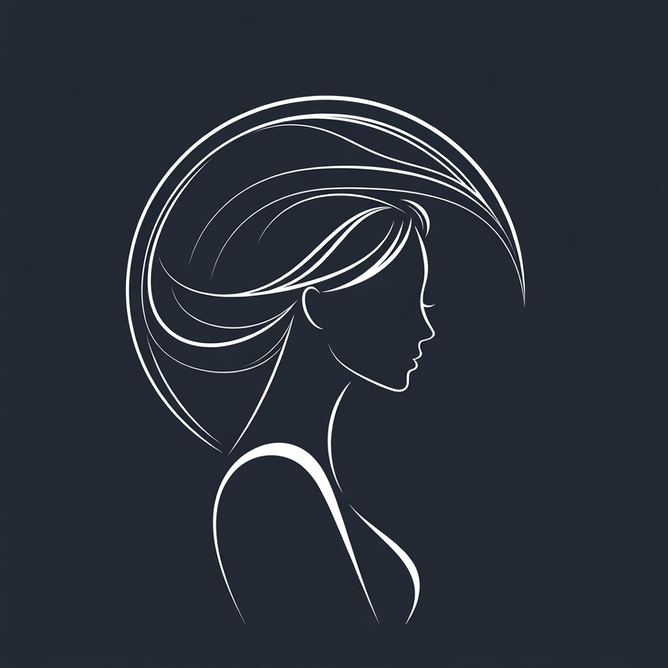 Silhouette of Woman with Flowing Hair Silhouette of Woman with Flowing Hair