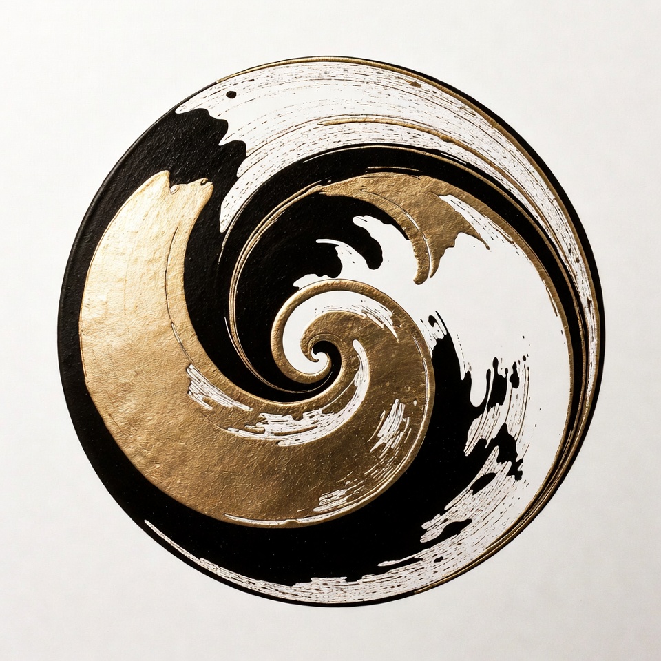 Black and Gold Yin Yang Swirl Black and Gold Yin Yang Swirl