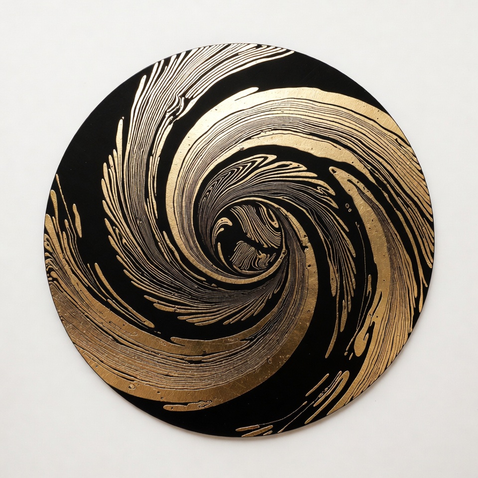 Black and Gold Swirling Abstract Circle Black and Gold Swirling Abstract Circle