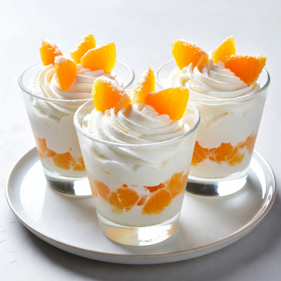 Three Orange Parfaits on Plate Three Orange Parfaits on Plate