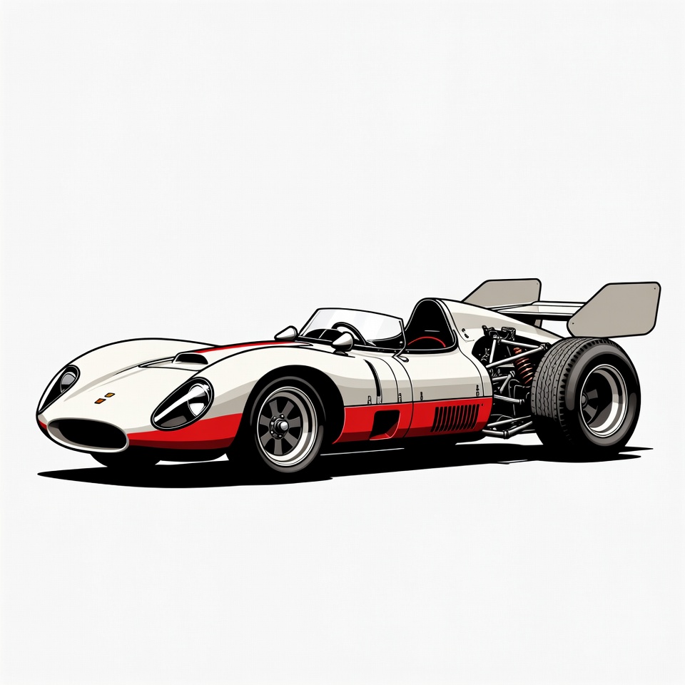 White Porsche 917 Race Car Illustration White Porsche 917 Race Car Illustration