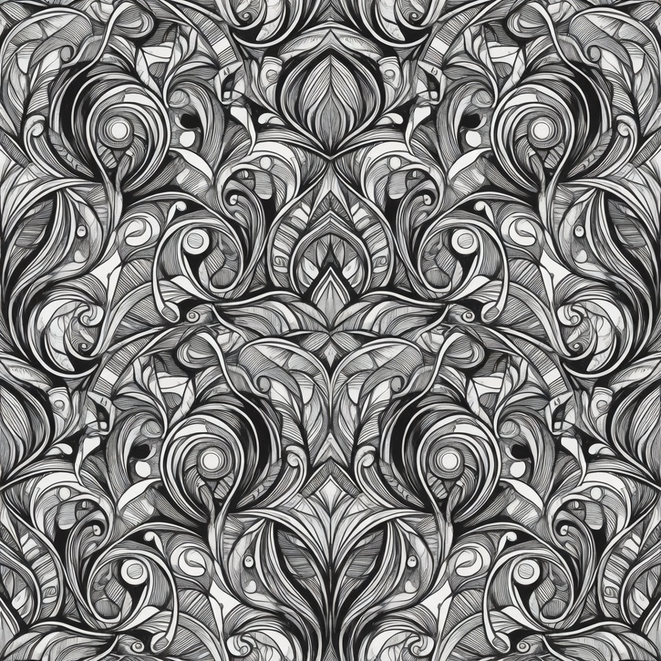 Black and White Ornate Floral Pattern Black and White Ornate Floral Pattern