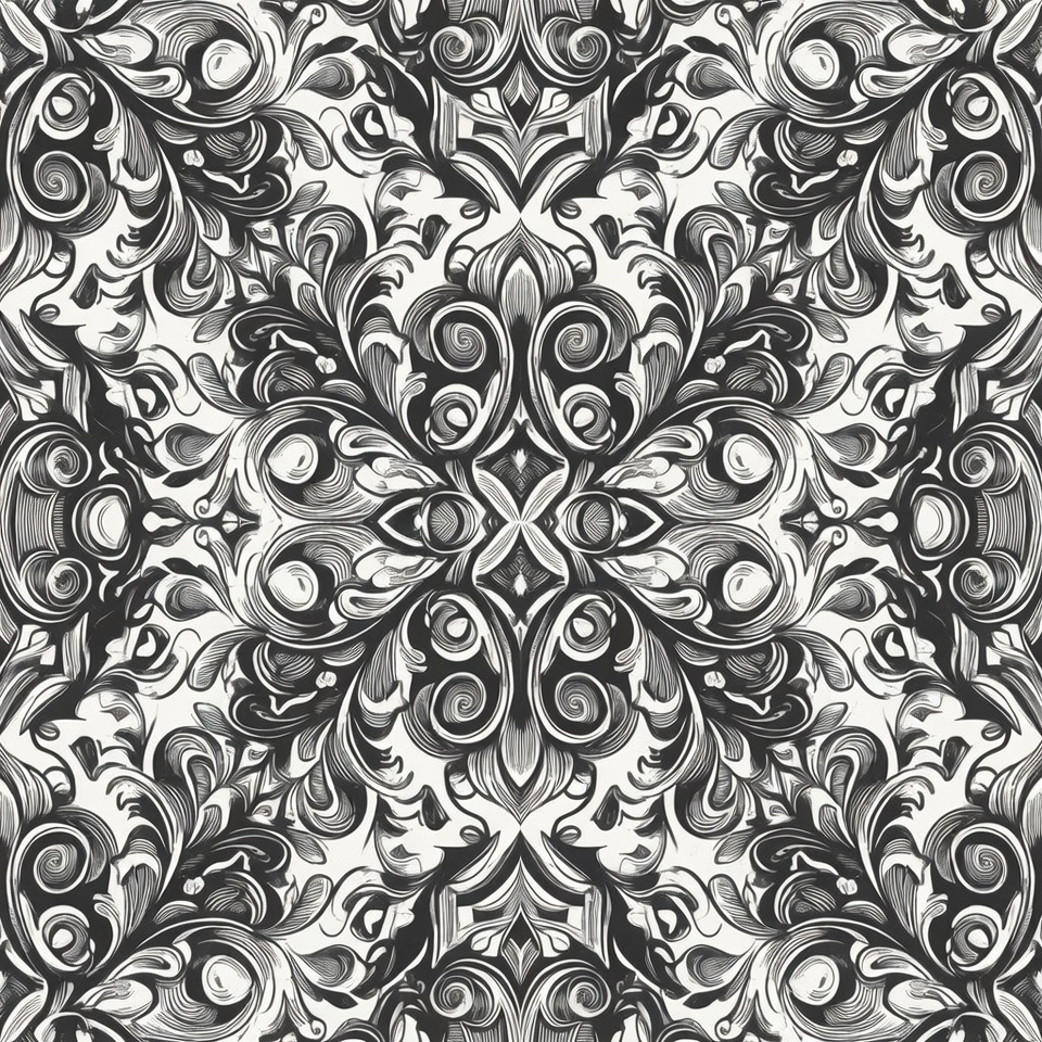 Black and White Ornate Floral Pattern Black and White Ornate Floral Pattern
