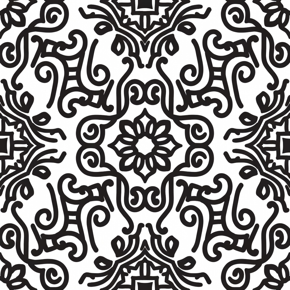 Black and White Floral Mandala Pattern Black and White Floral Mandala Pattern