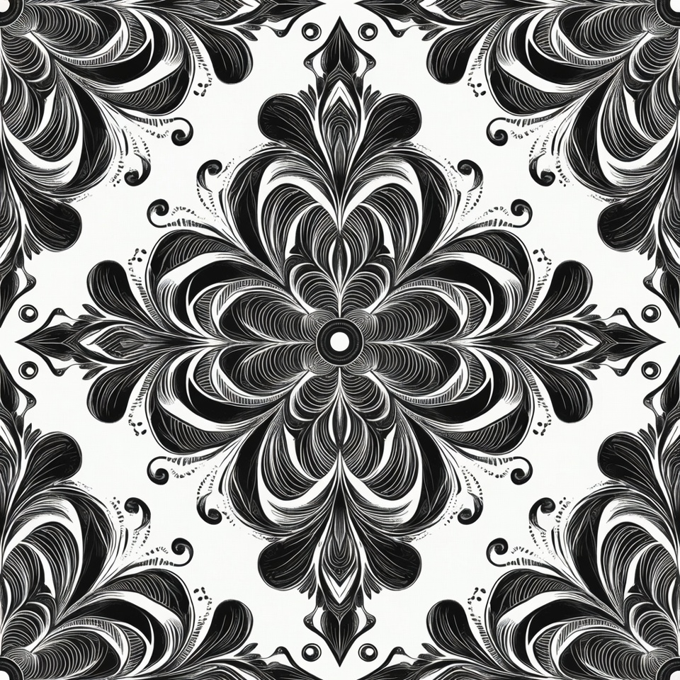 Black Ornate Floral Seamless Pattern Black Ornate Floral Seamless Pattern