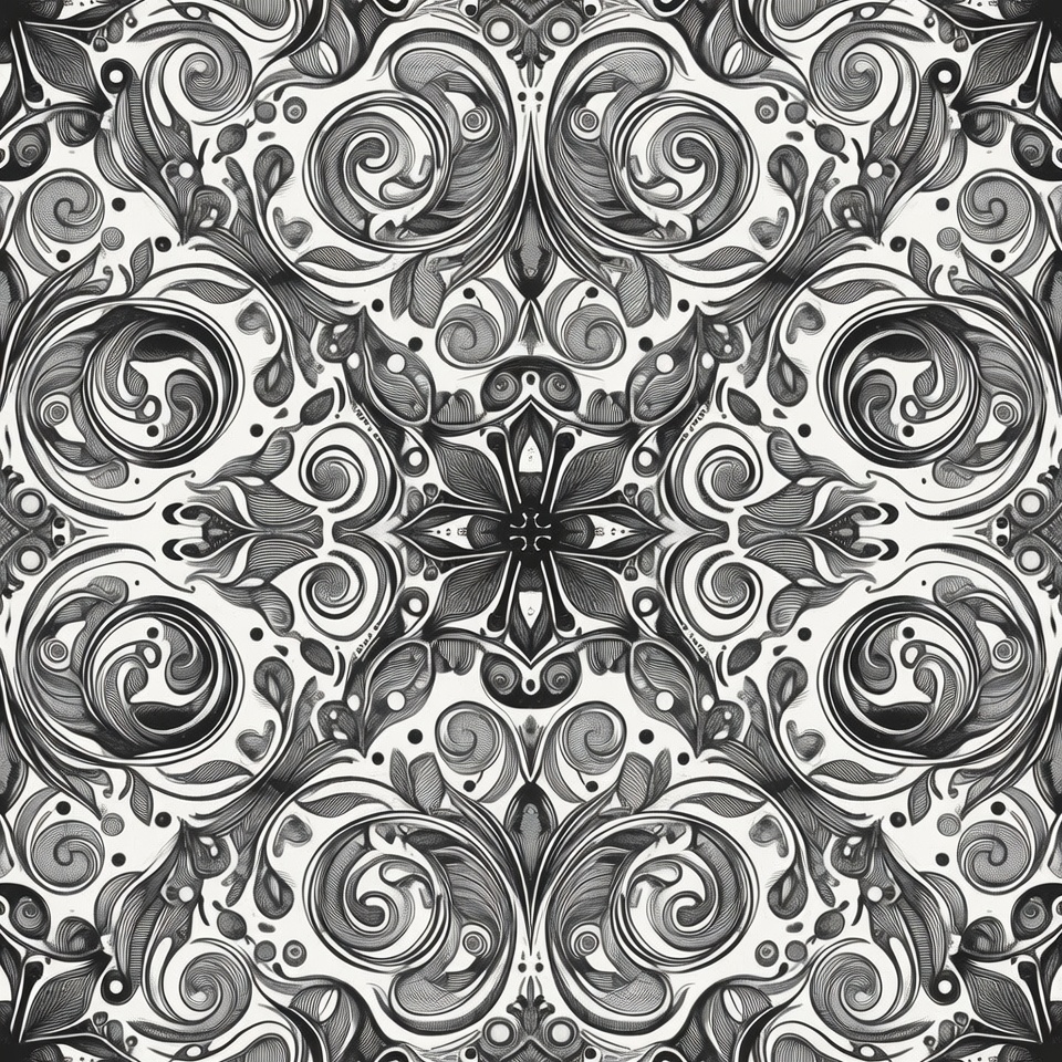 Black and White Ornate Floral Pattern Black and White Ornate Floral Pattern