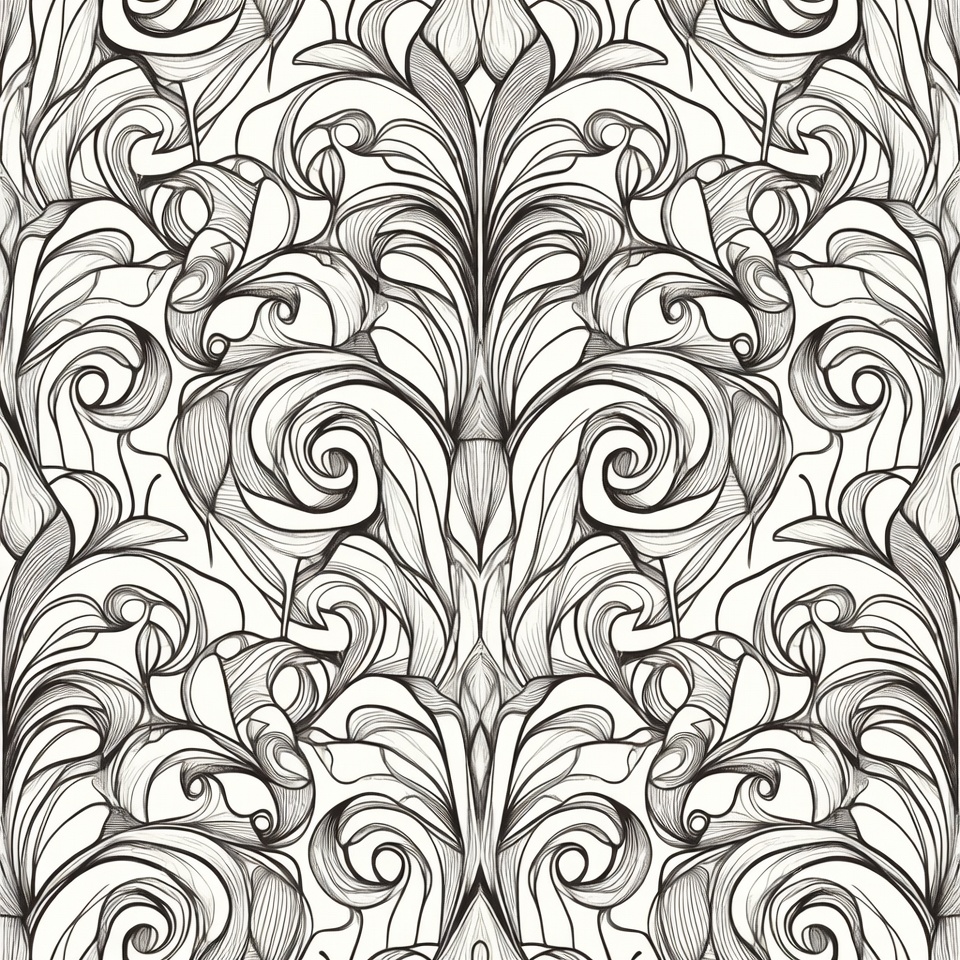 Black Art Nouveau Floral Pattern Black Art Nouveau Floral Pattern