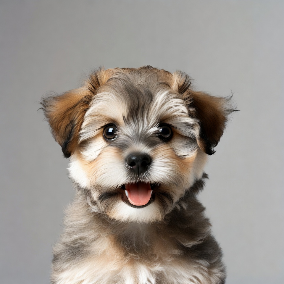 Fluffy Shih Tzu puppy smiling Fluffy Shih Tzu puppy smiling