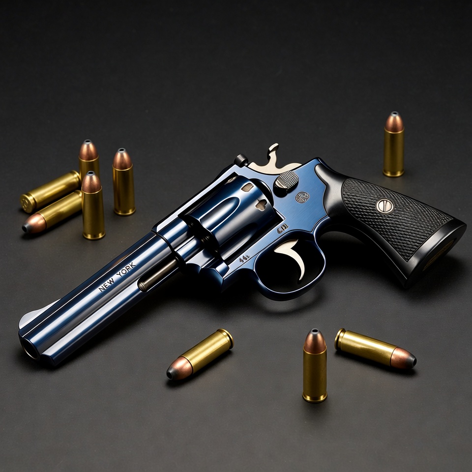 Blue Smith & Wesson Revolver with Bullets Blue Smith & Wesson Revolver with Bullets