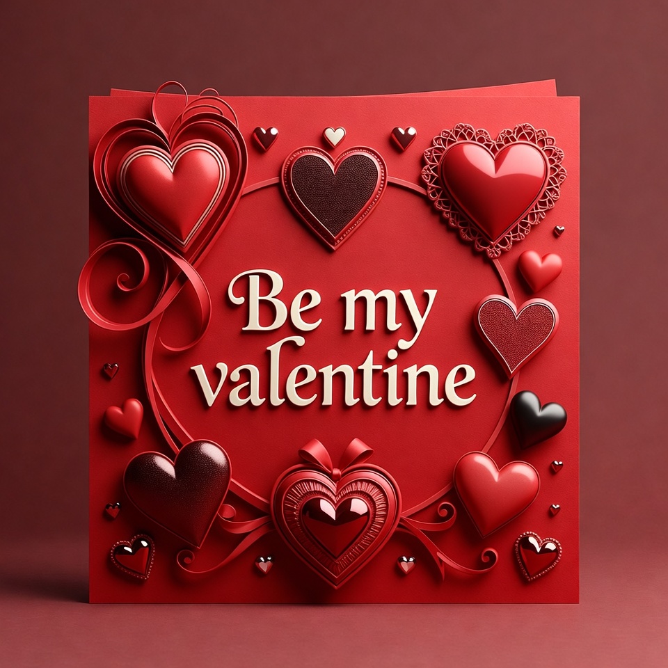 Be My Valentine 3D Hearts Card Be My Valentine 3D Hearts Card