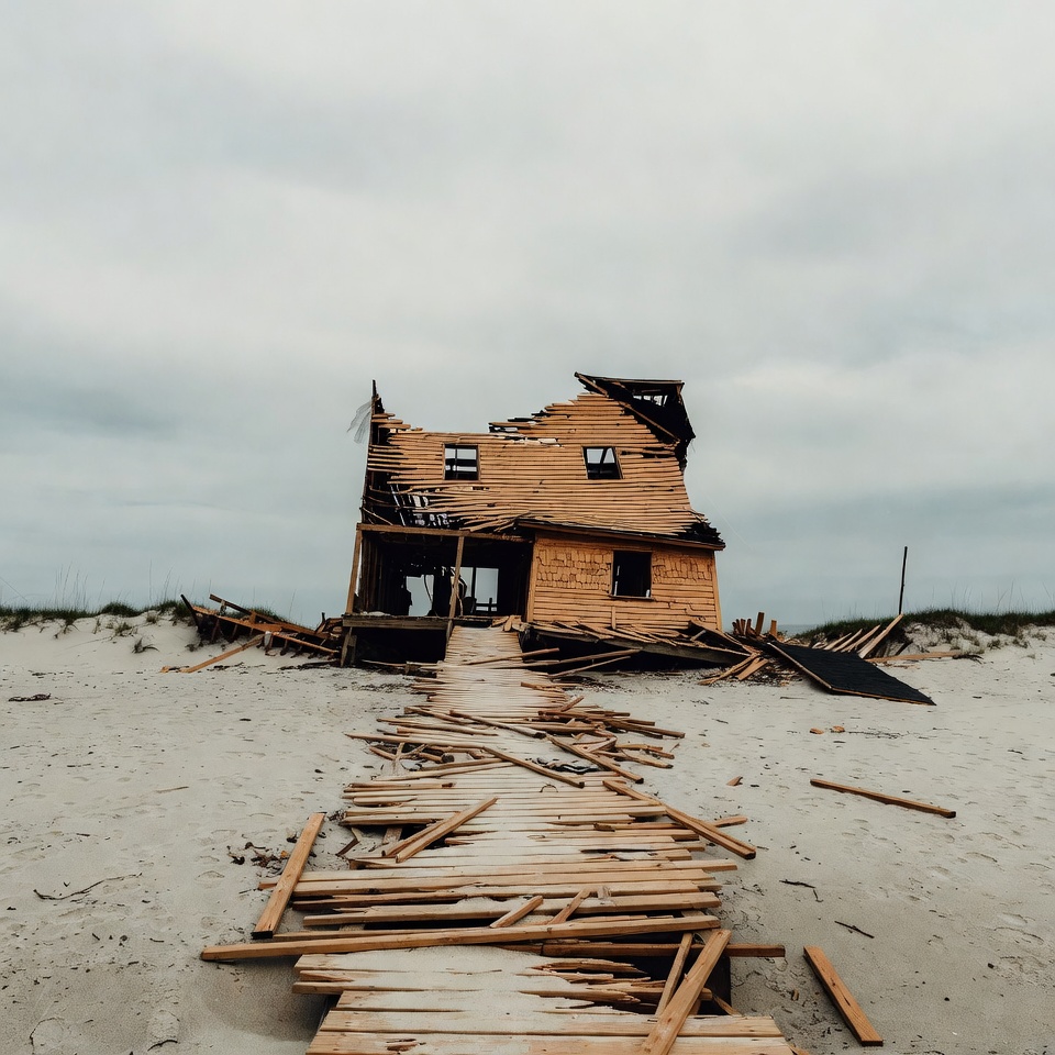 Abandoned Wooden House on Beach Abandoned Wooden House on Beach