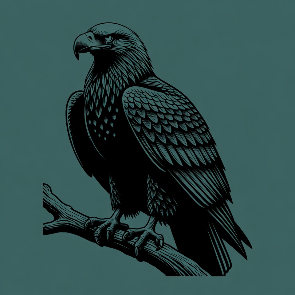 Bald eagle perched on branch Bald eagle perched on branch