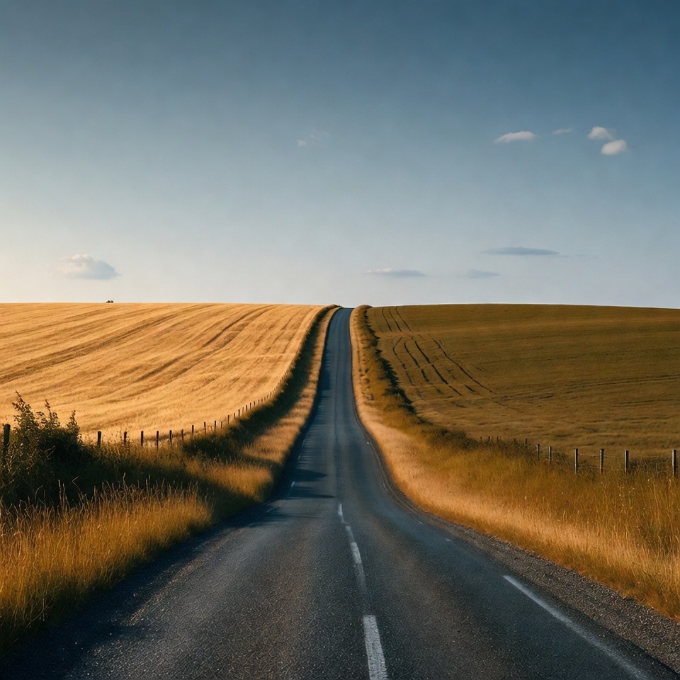Winding road through golden wheat fields Winding road through golden wheat fields