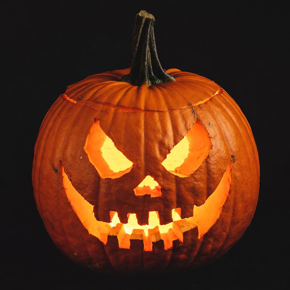 Jack-o'-lantern pumpkin on black background Jack-o'-lantern pumpkin on black background