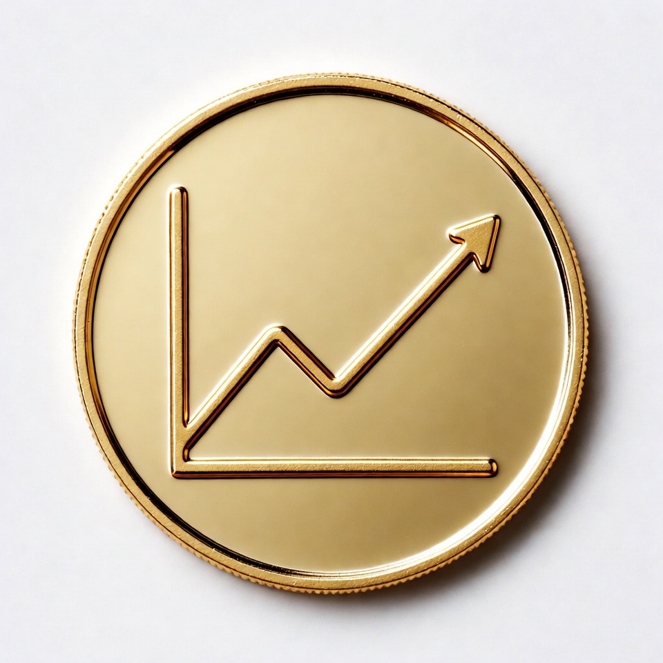 Gold Coin with Upward Chart Gold Coin with Upward Chart