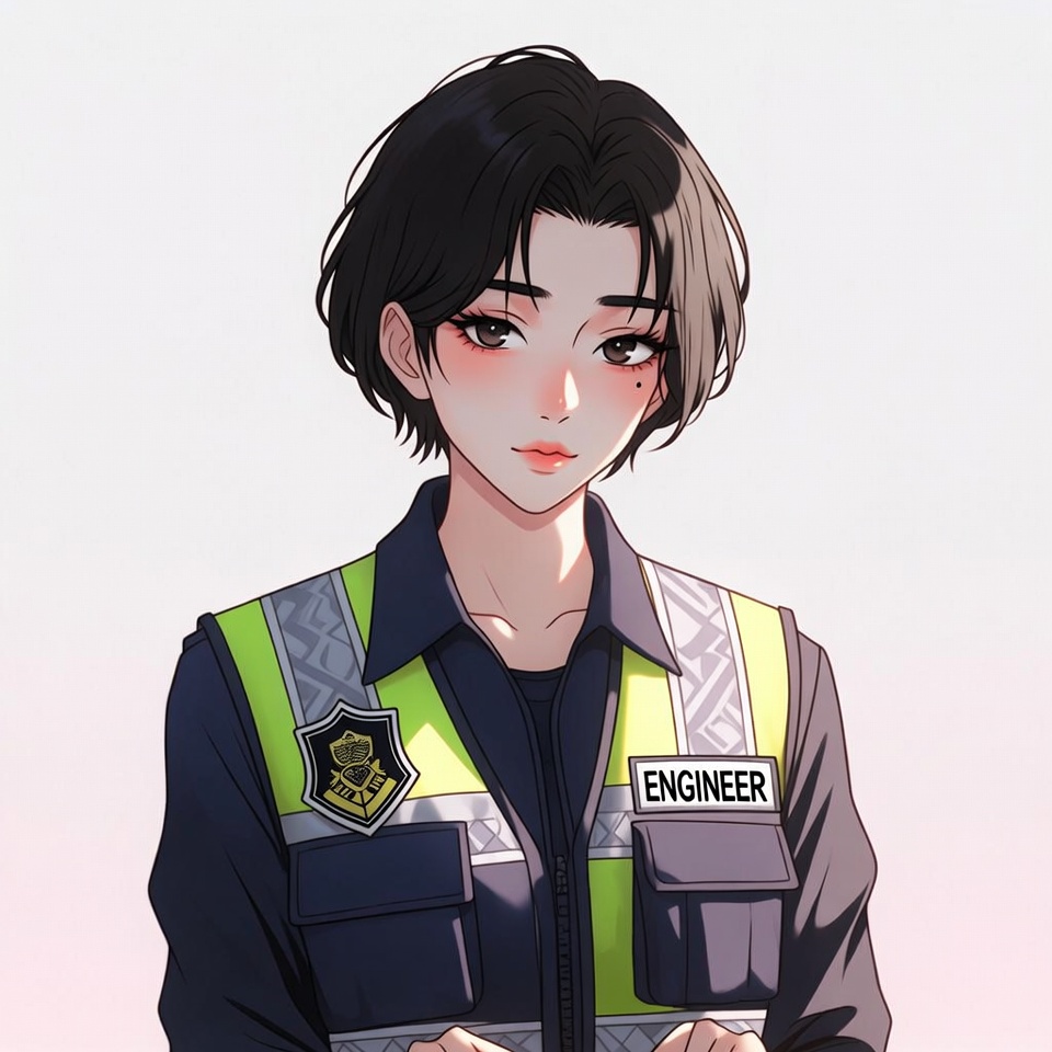 Anime engineer woman in safety vest Anime engineer woman in safety vest