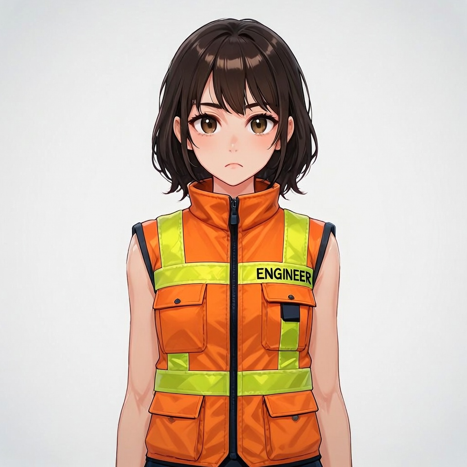 Anime girl in yellow engineer vest Anime girl in yellow engineer vest