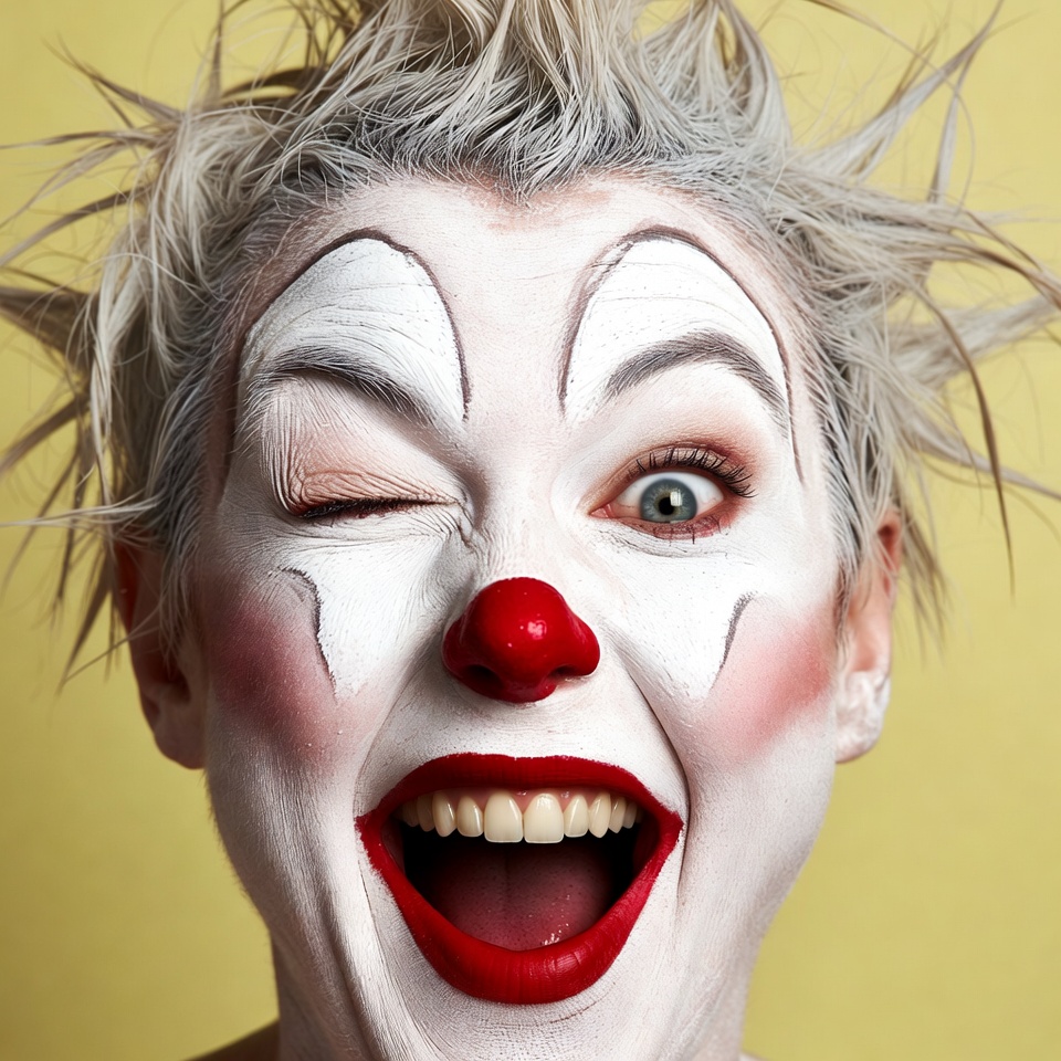 Clown winking with big smile Clown winking with big smile