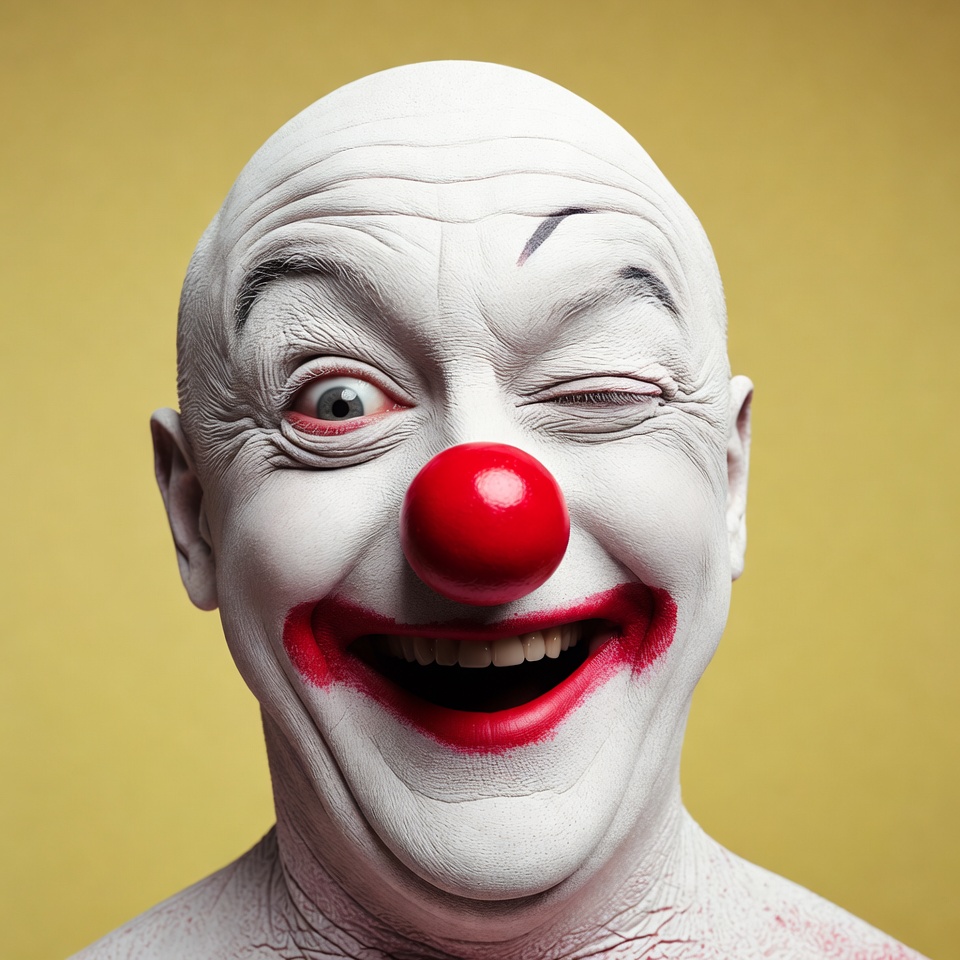 Clown winking with red nose Clown winking with red nose