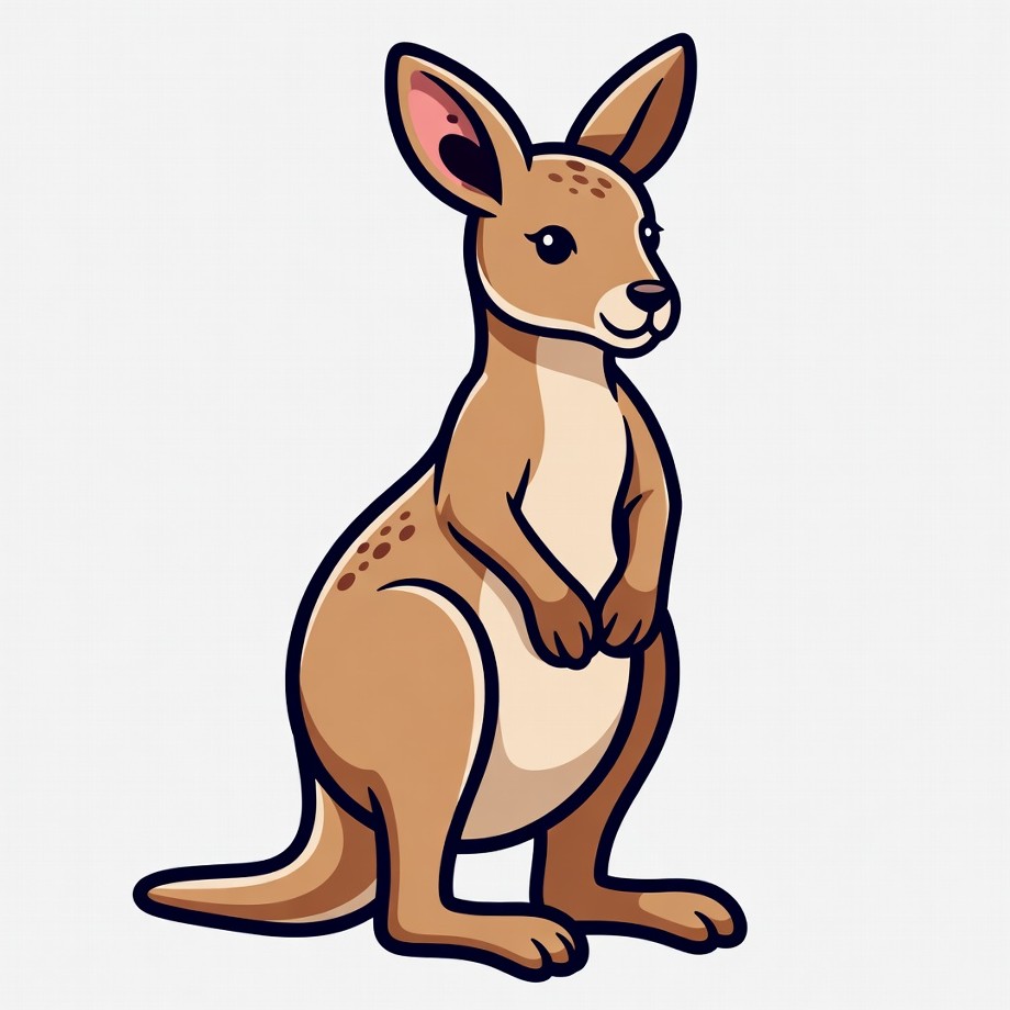 Cartoon kangaroo standing isolated Cartoon kangaroo standing isolated