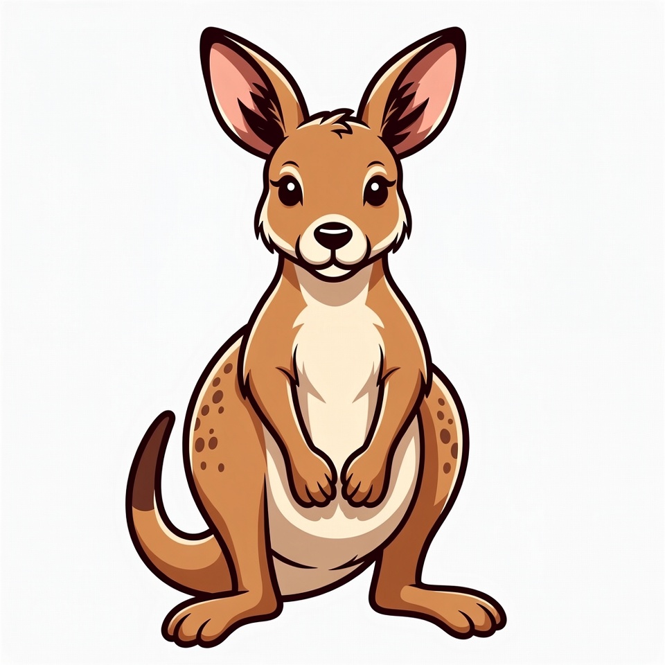 Cute cartoon kangaroo standing Cute cartoon kangaroo standing