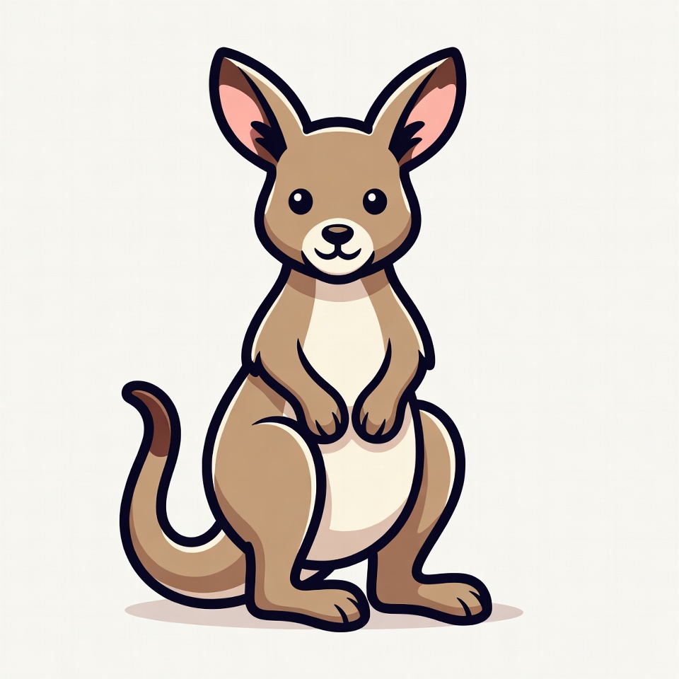 Cute Cartoon Kangaroo Standing Cute Cartoon Kangaroo Standing