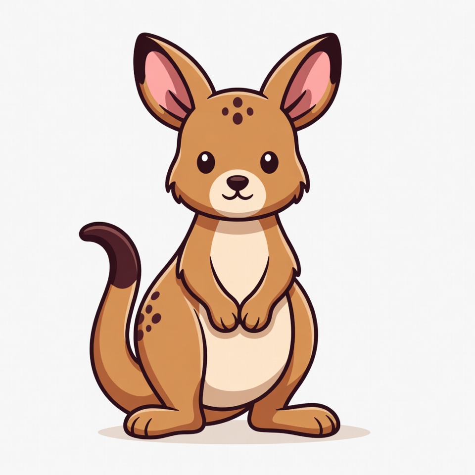 Cute cartoon wallaby standing Cute cartoon wallaby standing