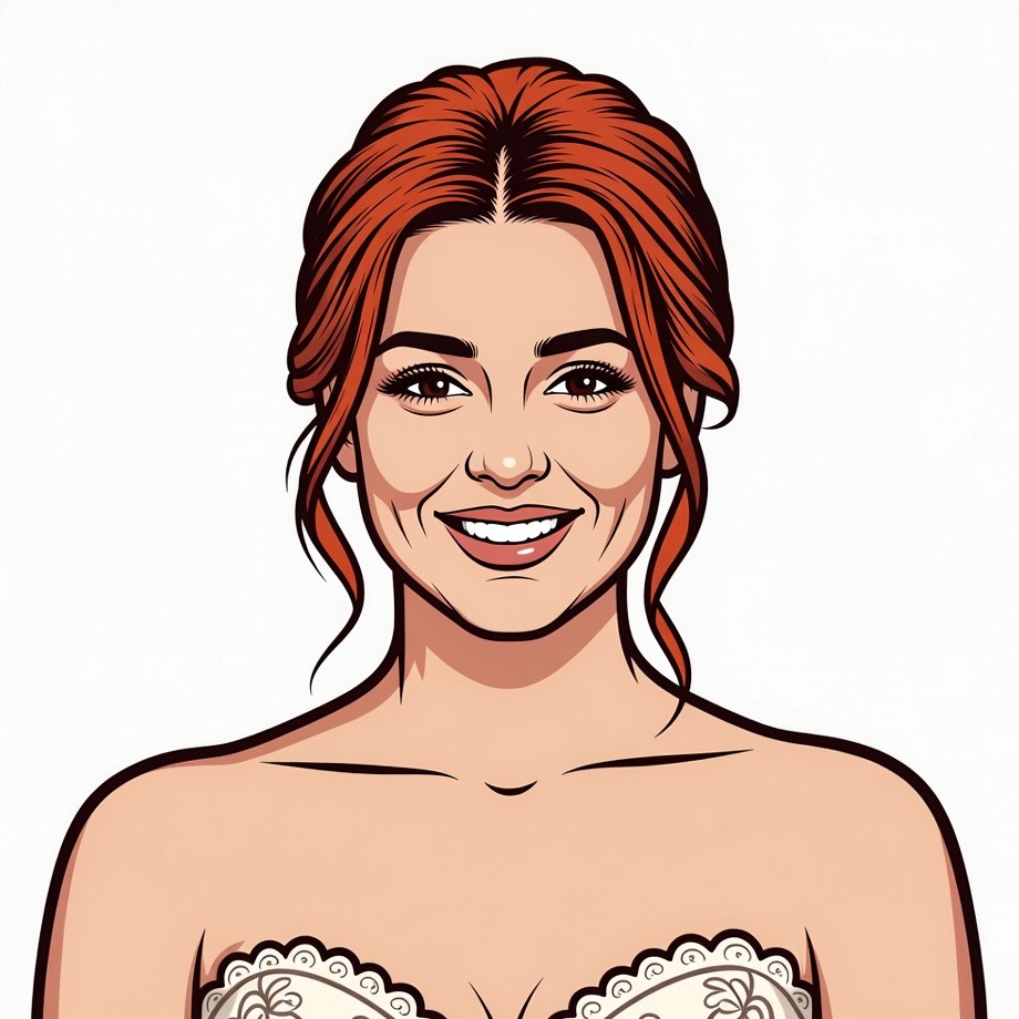 Smiling redhead woman in lace bra Smiling redhead woman in lace bra