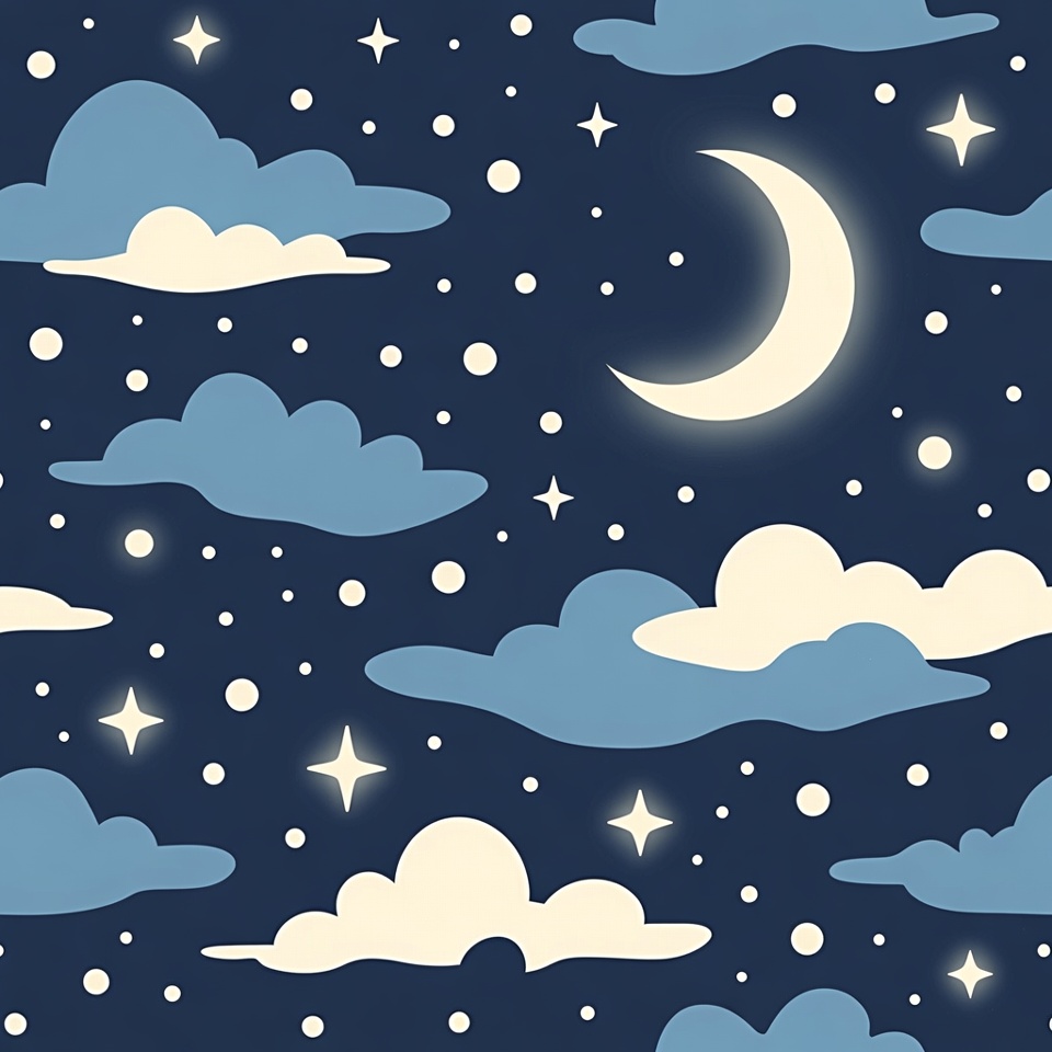 Cartoon Night Sky with Moon and Stars Cartoon Night Sky with Moon and Stars