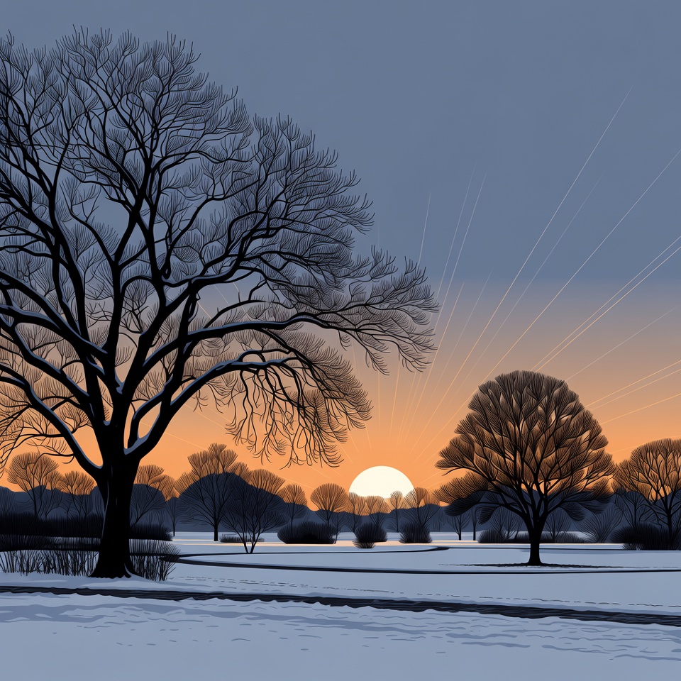 Winter Sunset Over Snowy Trees Winter Sunset Over Snowy Trees
