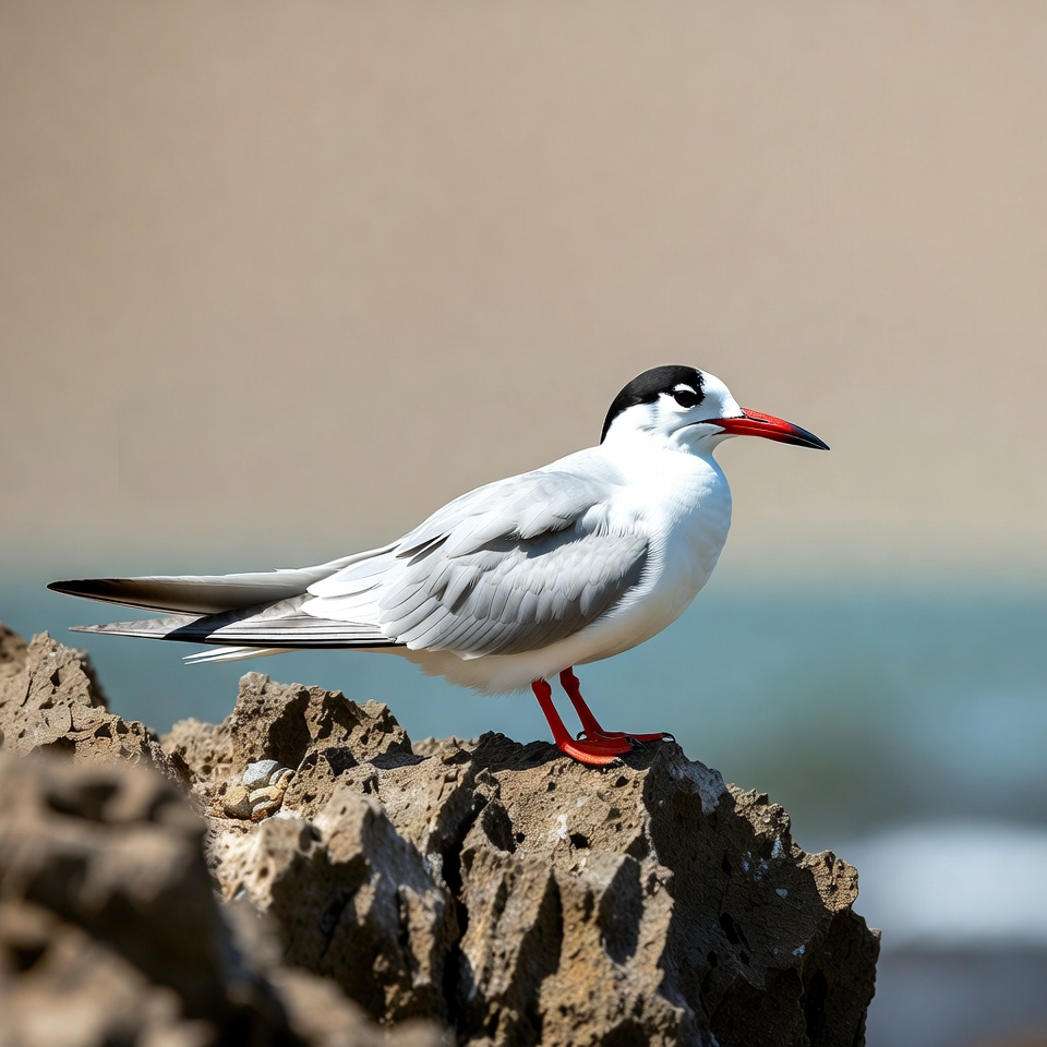 Gull-billed Tern on Rock Gull-billed Tern on Rock