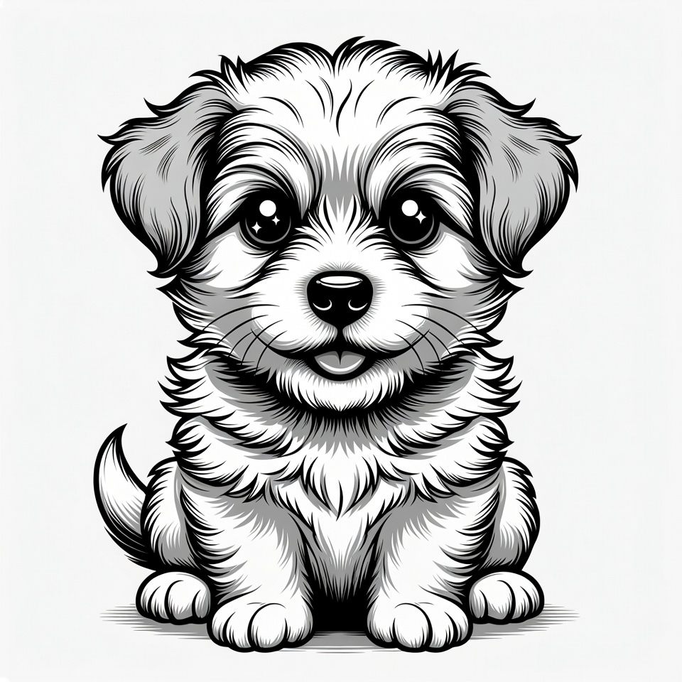 Cute fluffy puppy illustration Cute fluffy puppy illustration