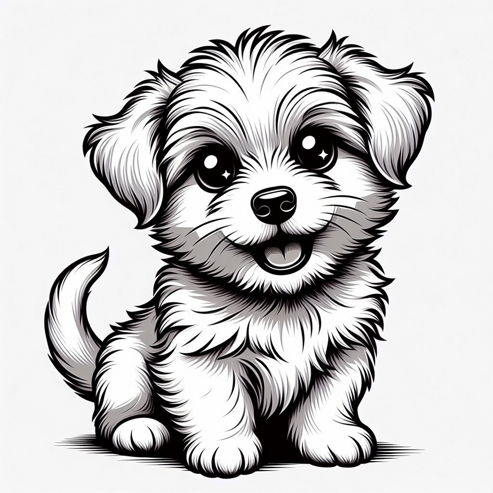 Cute fluffy puppy illustration Cute fluffy puppy illustration