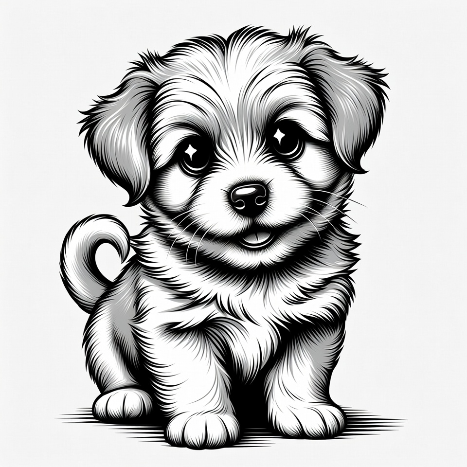 Cute fluffy puppy illustration Cute fluffy puppy illustration