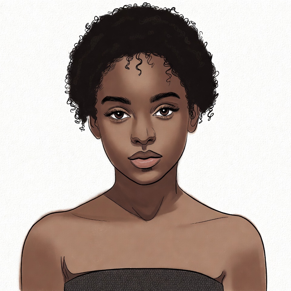 African-American woman with curly hair African-American woman with curly hair