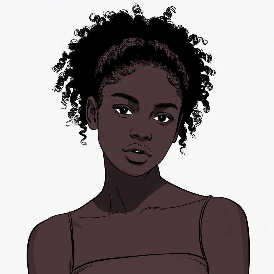 African-American woman with curly hair African-American woman with curly hair