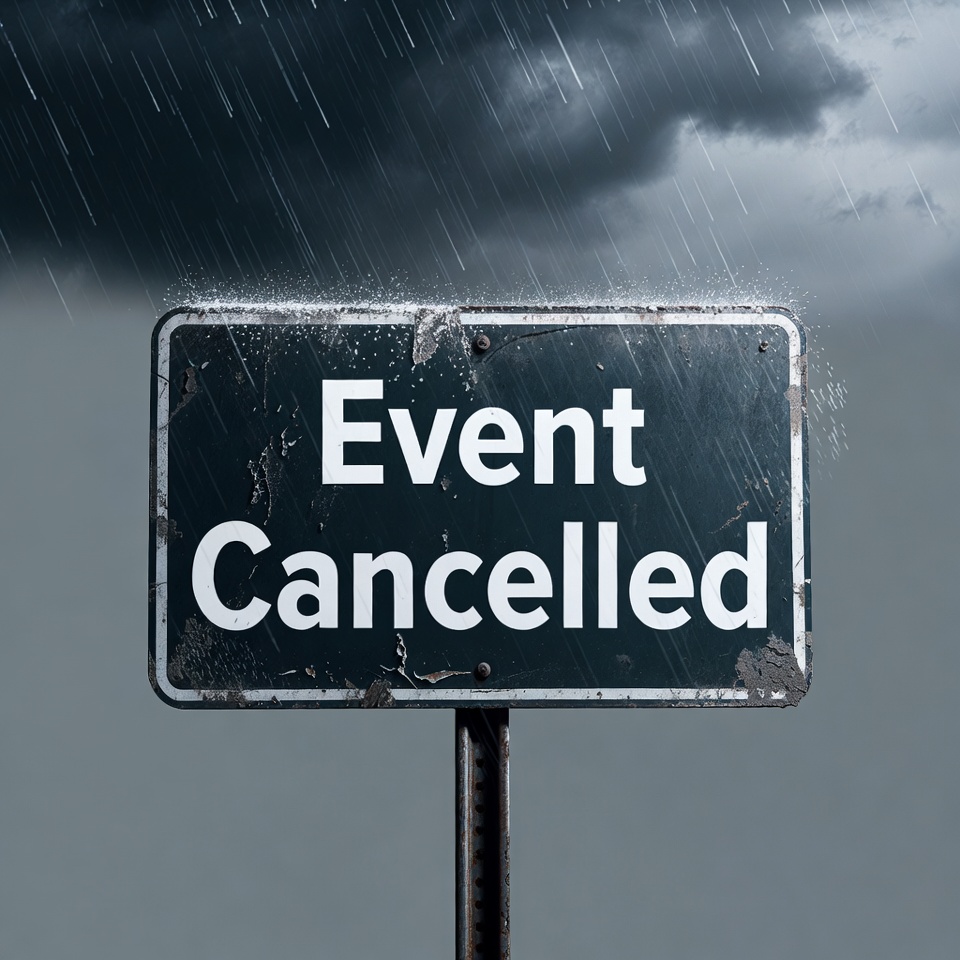 Event Cancelled Sign in Rain Event Cancelled Sign in Rain